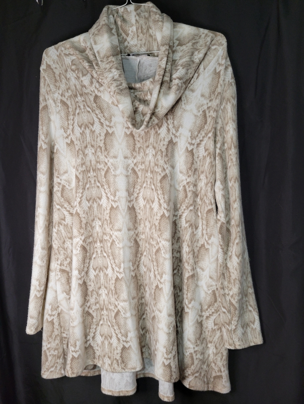 Taupe Snake Print Cowl Neck Tunic